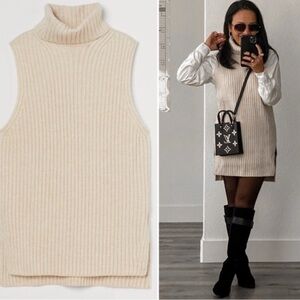 H & M - Sleeveless Cream Turtleneck Sweater Dress